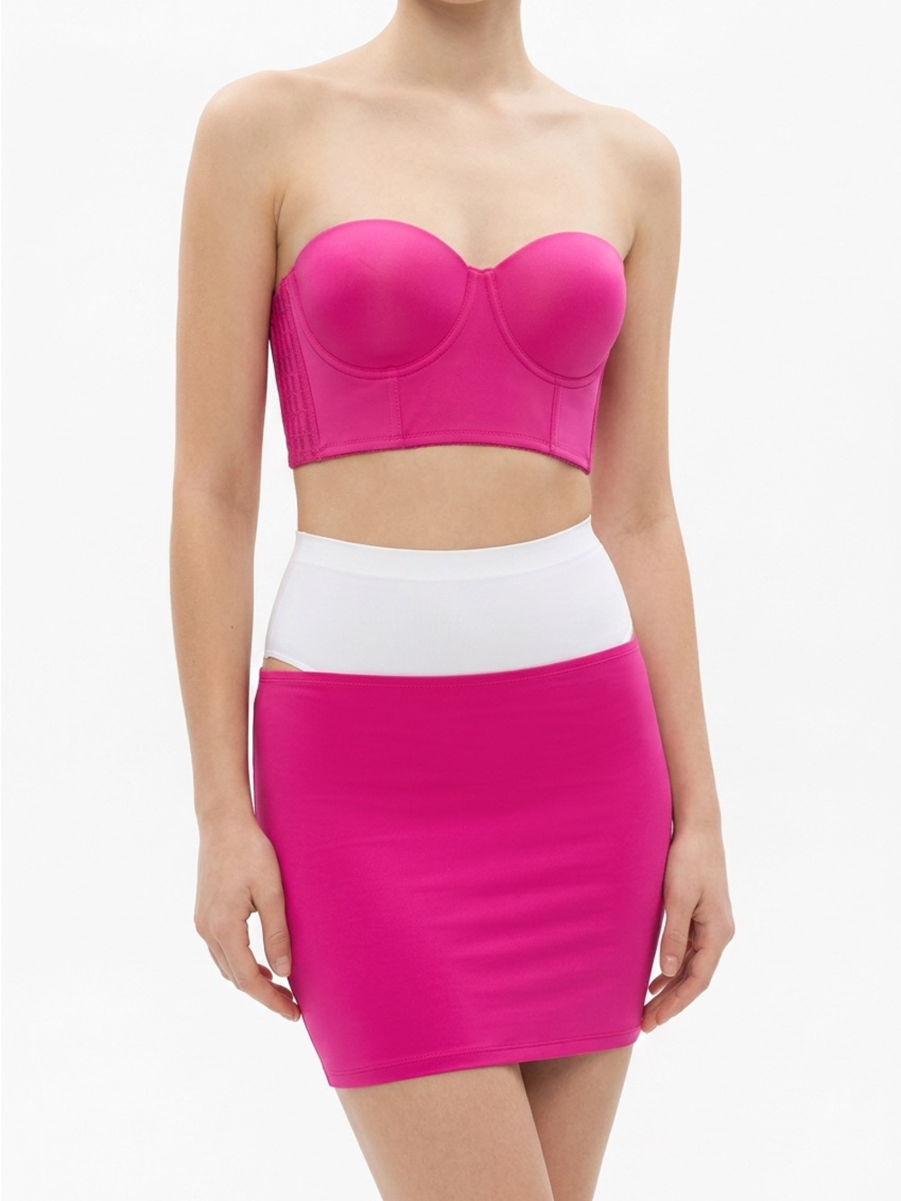 Strapless Bustier Crop Top Vibrant Fuchsia